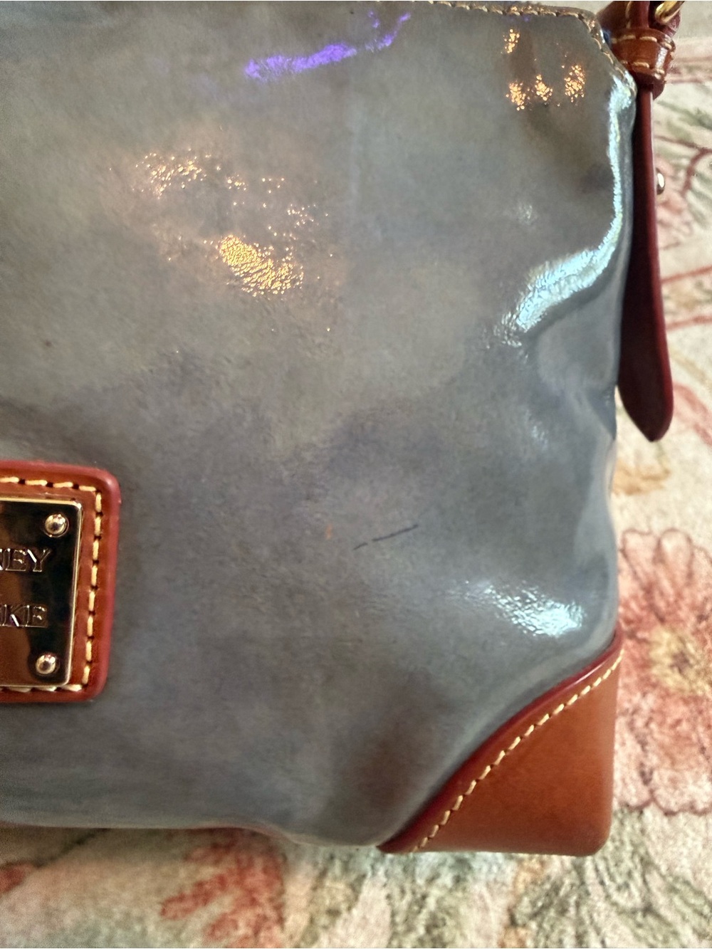 Dooney & Bourke Blue Crossbody with Brown Leather Trim - Picture 9 of 10